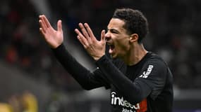 Hugo Ekitike lors de Frankfort-Union Saint-Gilloise (1-2, Conference League), le 22 février 2024