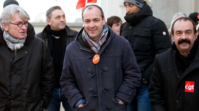 De gauche à droite, Jean-Claude Mailly (FO), Laurent Berger (CFDT) et Philippe Martinez (CGT).