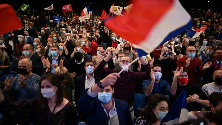 Meeting de la candidate PS à la présidentielle Anne Hidalgo, le 12 décembre 2021 à Perpignan