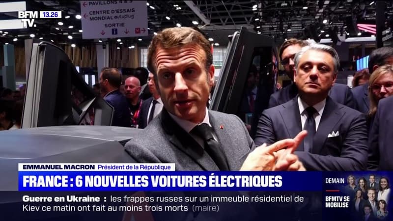 <div>Mondial de l’Auto à Paris: Emmanuel Macron défend sa volonté du tout-électrique</div>