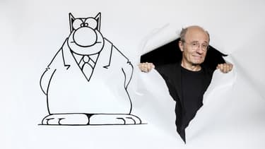 Philippe Geluck et son "Chat", en septembre 2017 à Paris