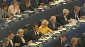 Marine Le Pen et Jean-Marie Le Pen se sont retrouvés au Parlement européen mardi.