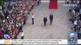 "Bon vent". Philippe accompagne Cazeneuve qui quitte Matignon