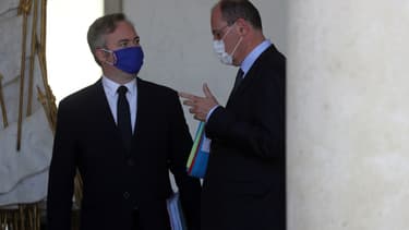 Le secrétaire d'État chargé du Tourisme, Jean-Baptiste Lemoyne, avec le Premier ministre Jean Castex, le 29 juillet 2020