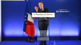 Richard Ferrand, le secrétaire général de La République en marche, lors d'une conférence de presse le 11 mai sur les investitures pour les législatives