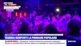 La joie au QG de Christiane Taubira après sa victoire à la Primaire populaire