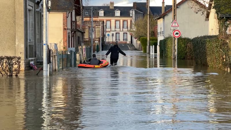 ILLUSTRATION - La commune de Gournay-en-Bray (Seine-Maritime) a été touchée par une inondation record engendrée par la crue de l'Epte ce jeudi 9 janvier 2025.