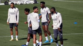 Jude Bellingham et Antonio Rüdiger lors d'un entraînement du Real Madrid - le 16/09/2024