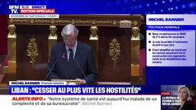 Discours de politique générale : "La France continue d'appeler à un cessez-le-feu à Gaza"affirme Michel Barnier 