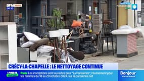 Inondations en Seine-et-Marne: le nettoyage continue à Crécy-la-Chapelle