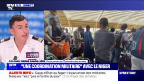 Évacuation des Français au Niger: "Une cinquantaine de militaires s'occupent d'aider à embarquer", indique le colonel Pierre Gaudillière (porte-parole de l’État-major des armées) 