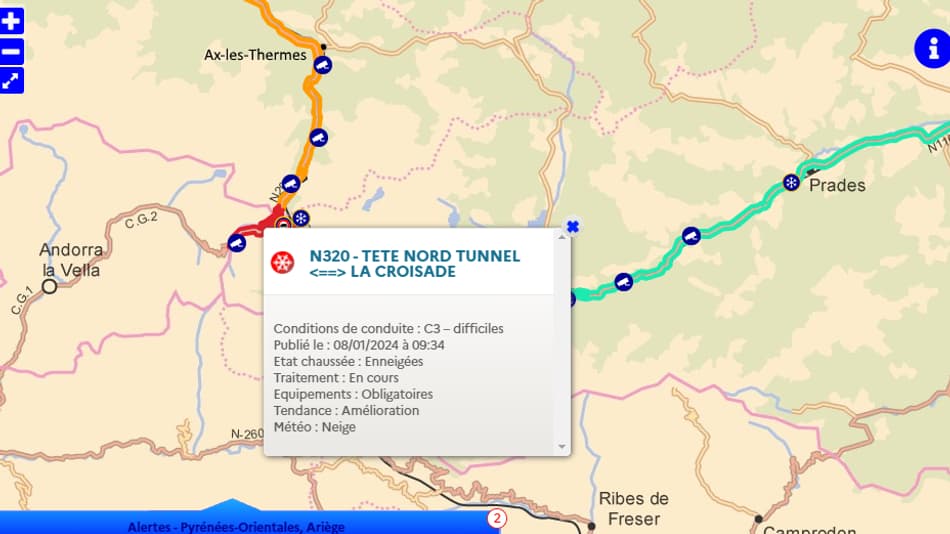 Un exemple de bulletin posté sur une route classée rouge. Un exemple de bulletin posté sur une route classée rouge.