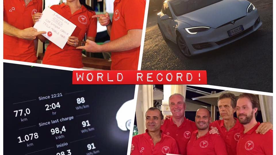Une affiche postée par le club italien de propriétaires de Tesla après leur exploit.