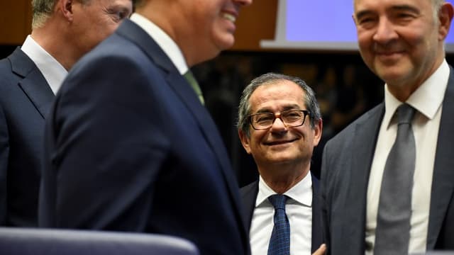 Le ministre italien de l'Économie Giovanni Tria, lundi 1er octobre, à Bruxelles, à l'Ecofin, la réunion des grands argentiers européens.