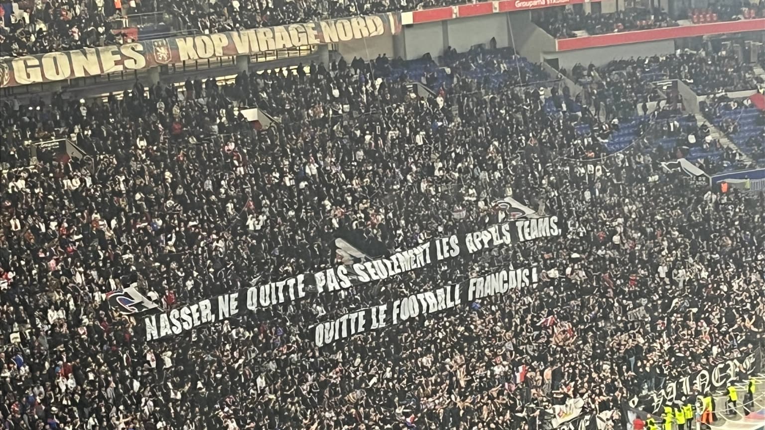 Banderole des Bad Gones contre Nasser Al-Khelaïfi 