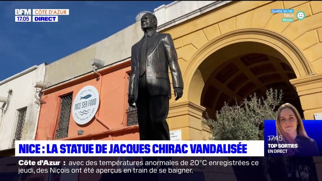 Nice la statue de Jacques Chirac vandalisée