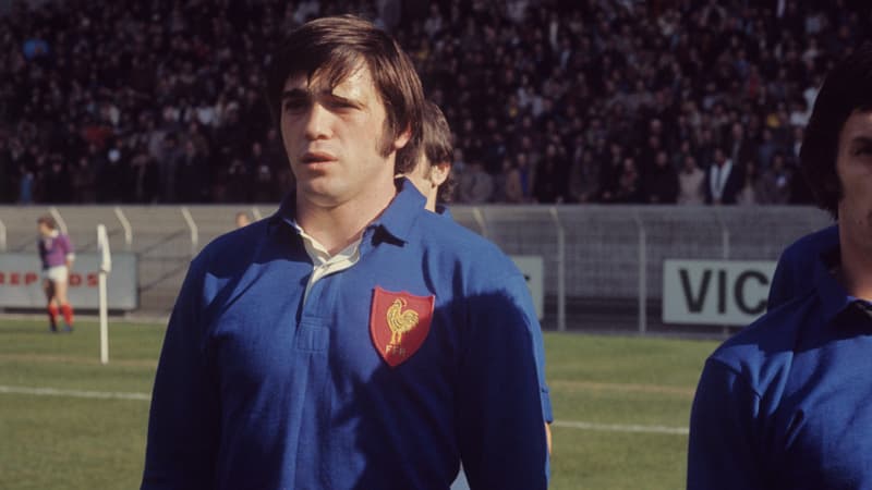 Le joueur de rugby Roland Bertranne avant un match des Cinq Nations avec le .XV de France, 2 mars 1974