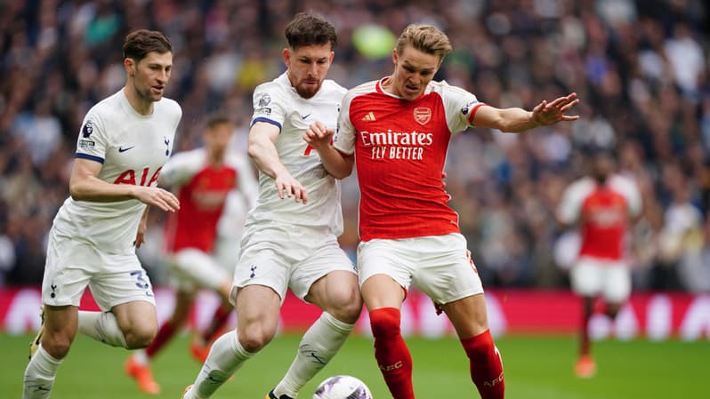 Hojbjerg et Odegaard lors de Tottenham-Arsenal, le 28 avril 2024