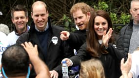 William, Kate et Harry pendant le marathon de Londres, le 23 avril 2017