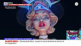Carnaval de Nice: le roi et la reine défilent lors du corso illuminé