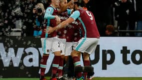 Les joueurs de West Ham célèbrent Sofiane Feghouli lors de la victoire contre Crystal Palace (3-0, le 14 janvier)