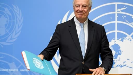 L'envoyé spécial de l'ONU pour la Syrie, Staffan de Mistura, lors d'une conférence de presse à la veille de nouveaux pourparlers de paix, le 15 maiu 2017 à Genève L'envoyé spécial de l'ONU pour la Syrie, Staffan de Mistura, lors d'une conférence de presse à la veille de nouveaux pourparlers de paix, le 15 maiu 2017 à Genève