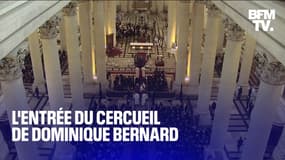 L'entrée du cercueil de Dominique Bernard dans la cathédrale d'Arras