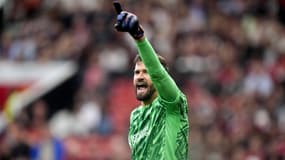 Alisson Becker lors du match Manchester United-Liverpool (0-3, Premier League), le 1er septembre 2024