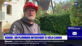 Rouen: un plombier intervient à vélo cargo