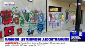 Manosque: les tribunes de la Rochette taguées