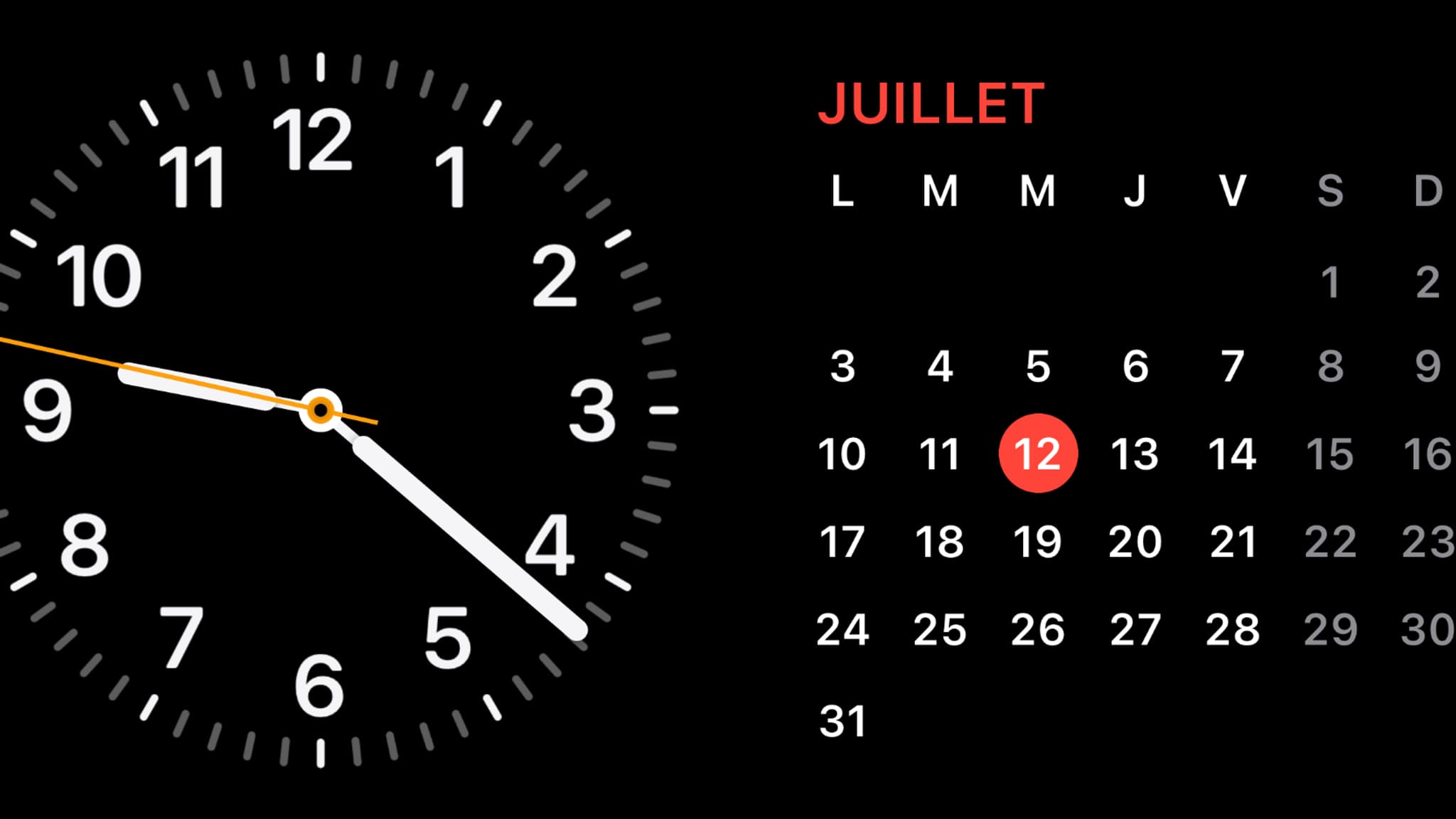 Le mode "En veille" de l'iPhone sous iOS 17 lorsqu'il est branché et à l'horizontale