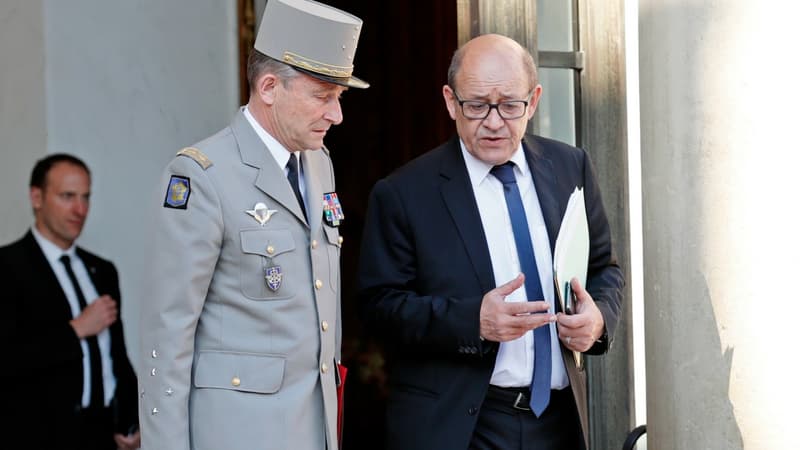 Jean-Yves Le Drian, alors ministre de la Défense, et le général Pierre de Villiers.