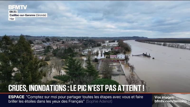 Crues: à Cadillac en Gironde, la Garonne n'a jamais été aussi haute au 21e siècle