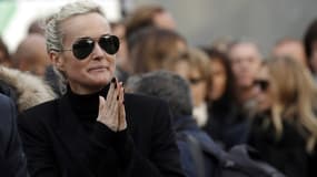 Laeticia Hallyday lors de l'hommage populaire à son époux Johnny, en décembre 2017, à Paris. 