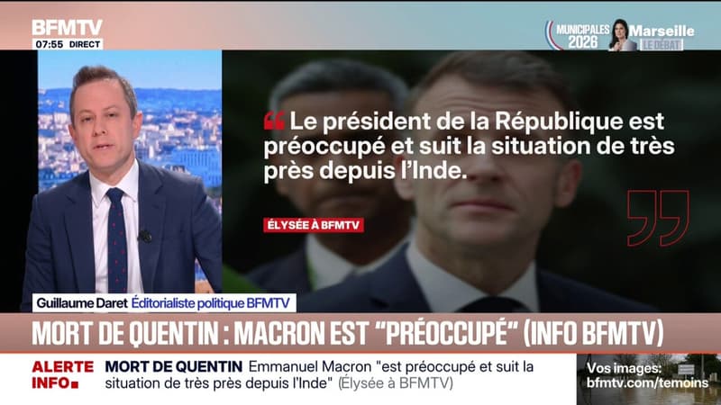 L'ÉDITO POLITIQUE DE GUILLAUME - Mort de Quentin Deranque: "Le président de la République est préoccupé et suit la situation de très près", indique l'Élysée à BFMTV