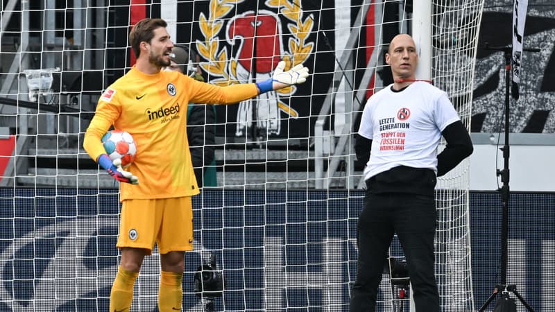 Kevin Trapp lors de Francfort-Fribourg, le 10 avril 2022.