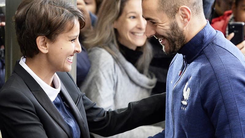 Najat Vallaud-Belkacem, la ministre des Sports, et Karim Benzema