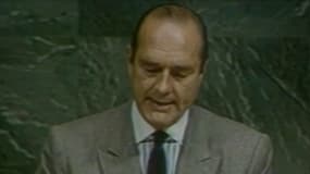 Jacques Chirac, alors Premier ministre, à la tribune de l'Assemblée générale de l'Onu, en 1986