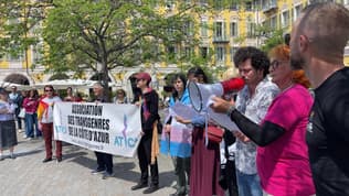 Des participant au rassemblement contre les violences à l'encontre des personnes trans, le 5 mai 2024 à Nice.