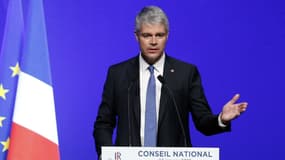 Laurent Wauquiez lors de la clôture du conseil national des Républicains le 27 janvier 2018 à Paris