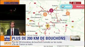 Déjà plus de 200km de bouchons cumulés ce matin en Ile-de-France