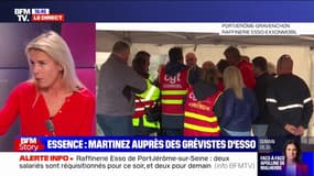 Philippe Martinez (CGT) arrive à la raffinerie de Port-Jérôme pour apporter son soutien aux grévistes