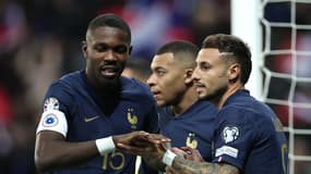 Marcus Thuram, Kylian Mbappé et Jonathan Clauss lors de France-Gibraltar
