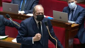 Le garde des Sceaux s'est exprimé ce mercredi à l'Assemblée après le rassemblement des policiers qui s'est tenu devant le Palais-Bourbon, en présence du ministre de l'Intérieur Gérald Darmanin.