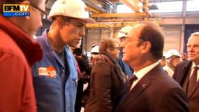 François Hollande, interpellé ce mardi par Sébastien Benoît, sur les chantiers STX de Saint-Nazaire.