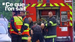 Des pompiers devant la maison qui a pris feu à Attiches (Nord) ce mardi 27 mai