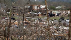 Les dégâts causés par une tornade à Little Rock dans l'Arkansas, le 1er avril 2023.