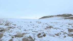 La plage du Touquet recouverte de neige