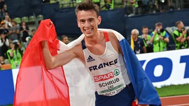 Yann Schrub après sa médaille de bronze sur 10.000m aux championnats d'Europe de Munich, le 21 août 2022 (image d'illustration).