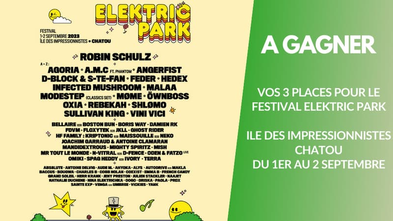 A gagner : vos 3 places pour le Festival Elektric Park (Robin Schulz, Agoria, Feder...)